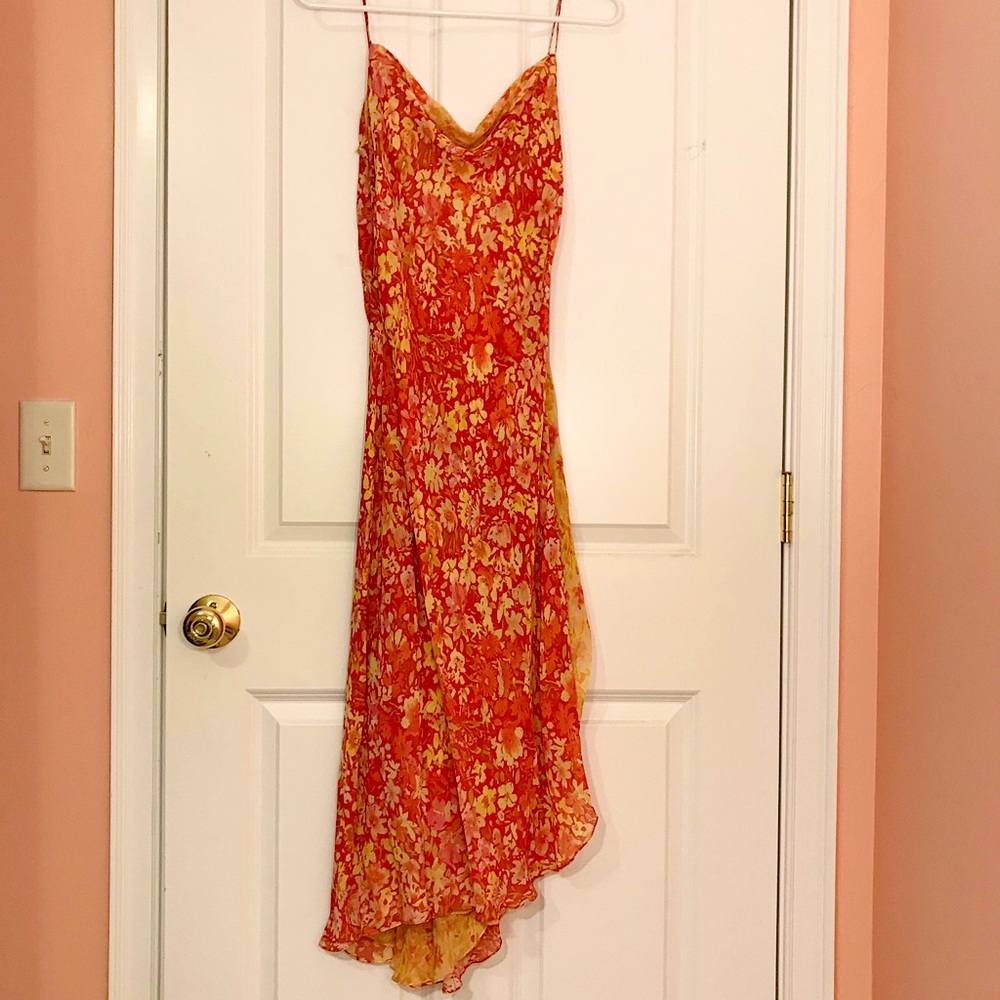 Kay Unger Orange Yellow Sun Dress - Size 4